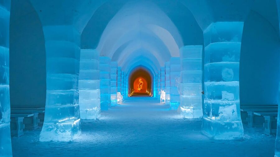 Alta: Igloo Ice Hotel and Hiking to the Frozen Waterfall. - Inside the Sorrisniva Igloo Hotel