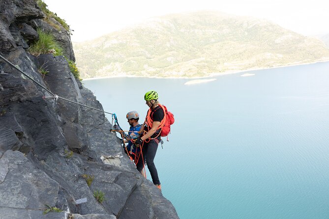 Hornelen Via Ferrata Wall of Witches Climbing Adventure - The shoreline approach starts the adventure