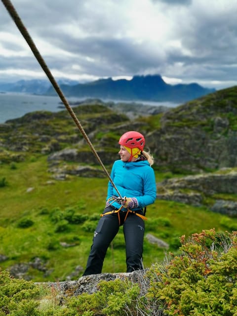 Lofoten: Full Day Combo tour, (kayaking and rappelling) - A short mountain hike with a big payoff