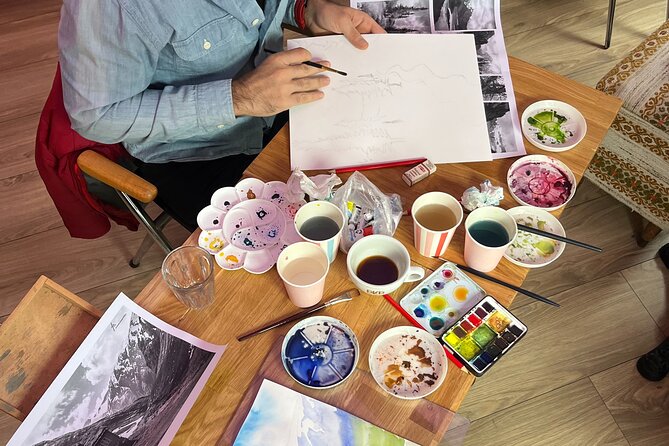 Paint Norwegian landscape with watercolor in Bergen - Learning watercolor before painting the Norwegian scene