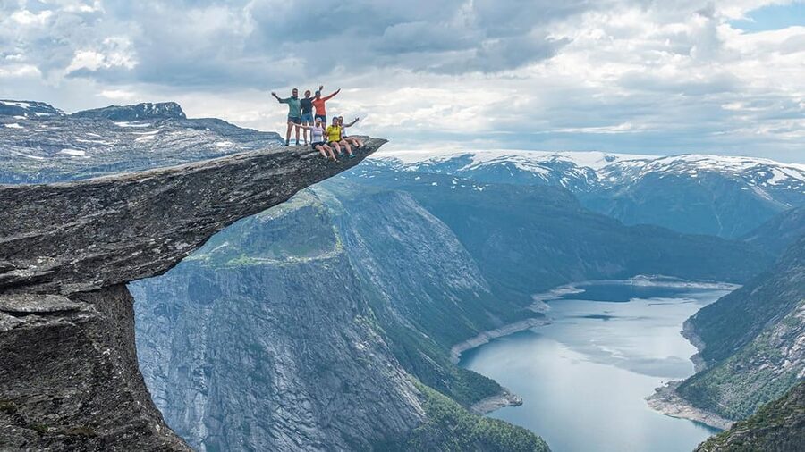 Trolltunga: Trolltunga Summer Hike - Reaching Trolltunga above Ringedalsvatnet